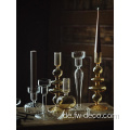 Custom Long Stiel Ribbed Glass Candle Hold Candlestick